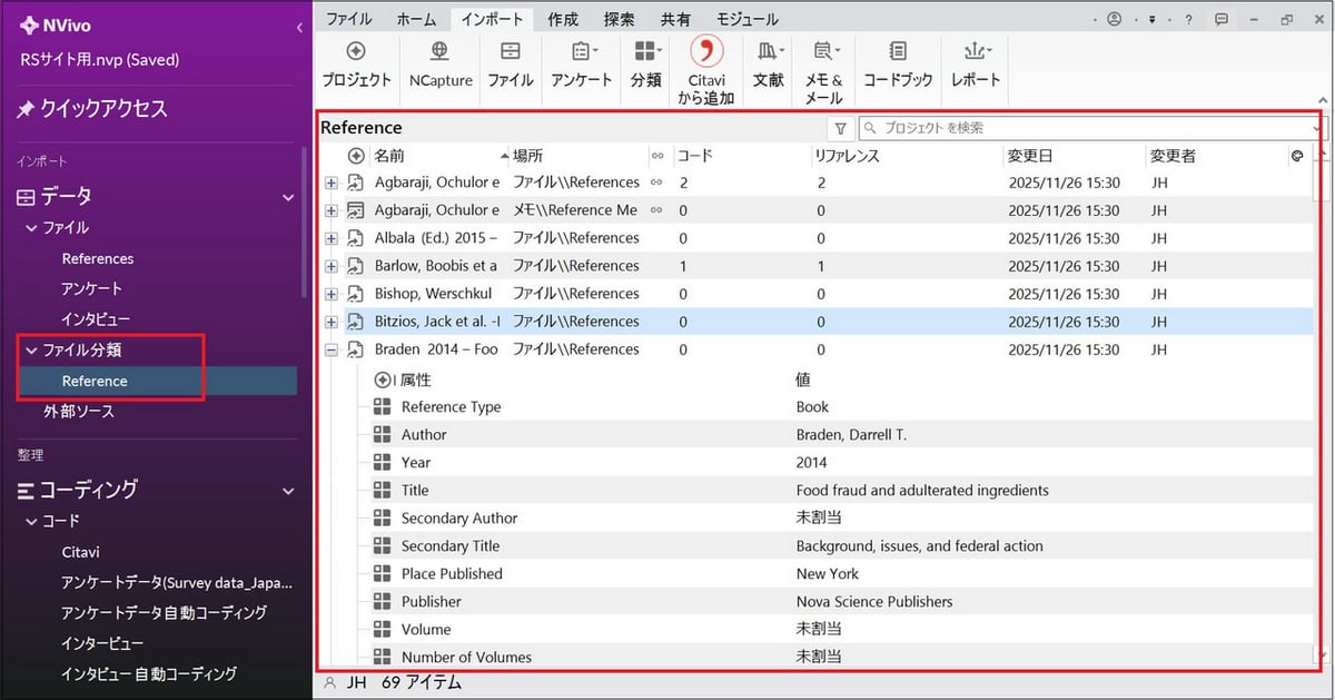 各リファレンスの書誌情報
