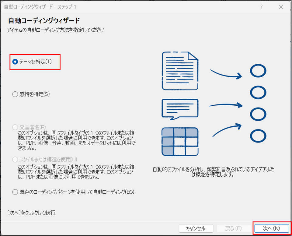 [テーマを特定] を選択