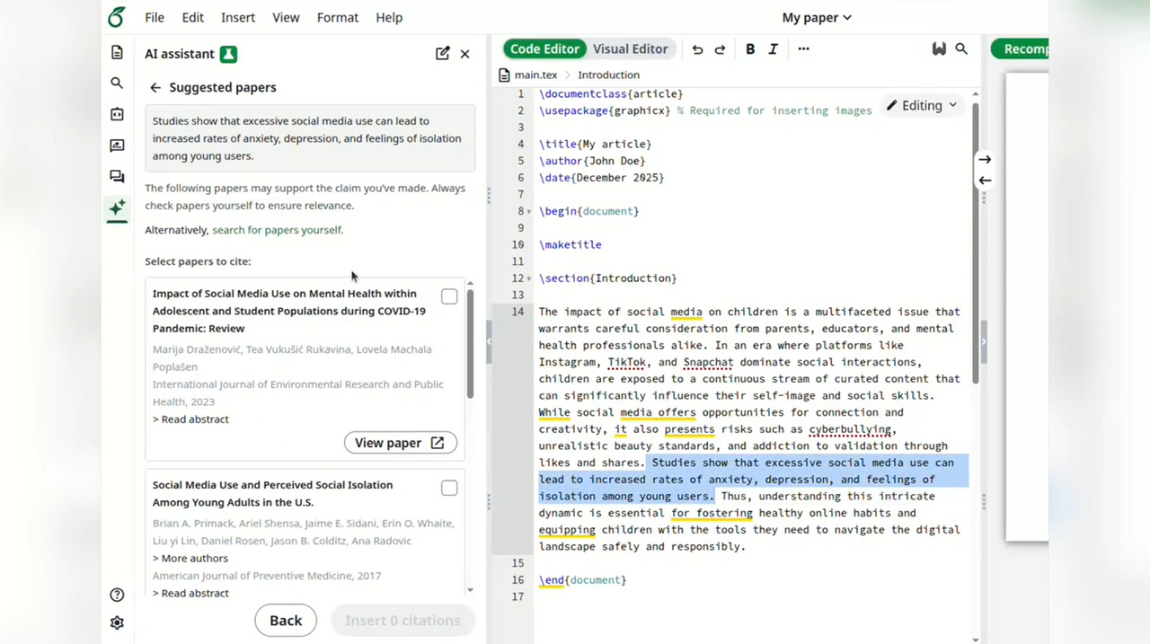 Overleaf：次世代AI機能のベータ版を提供開始