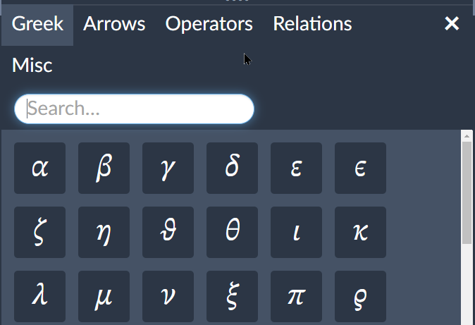 数学記号パレット